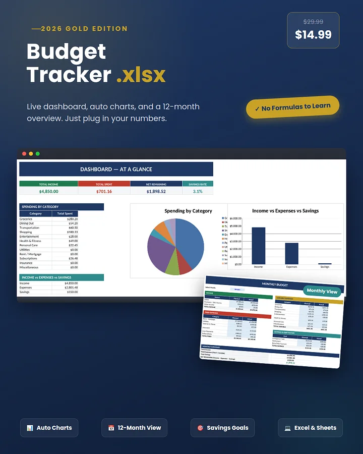 Budget Tracker Spreadsheet XLSX product image (1)
