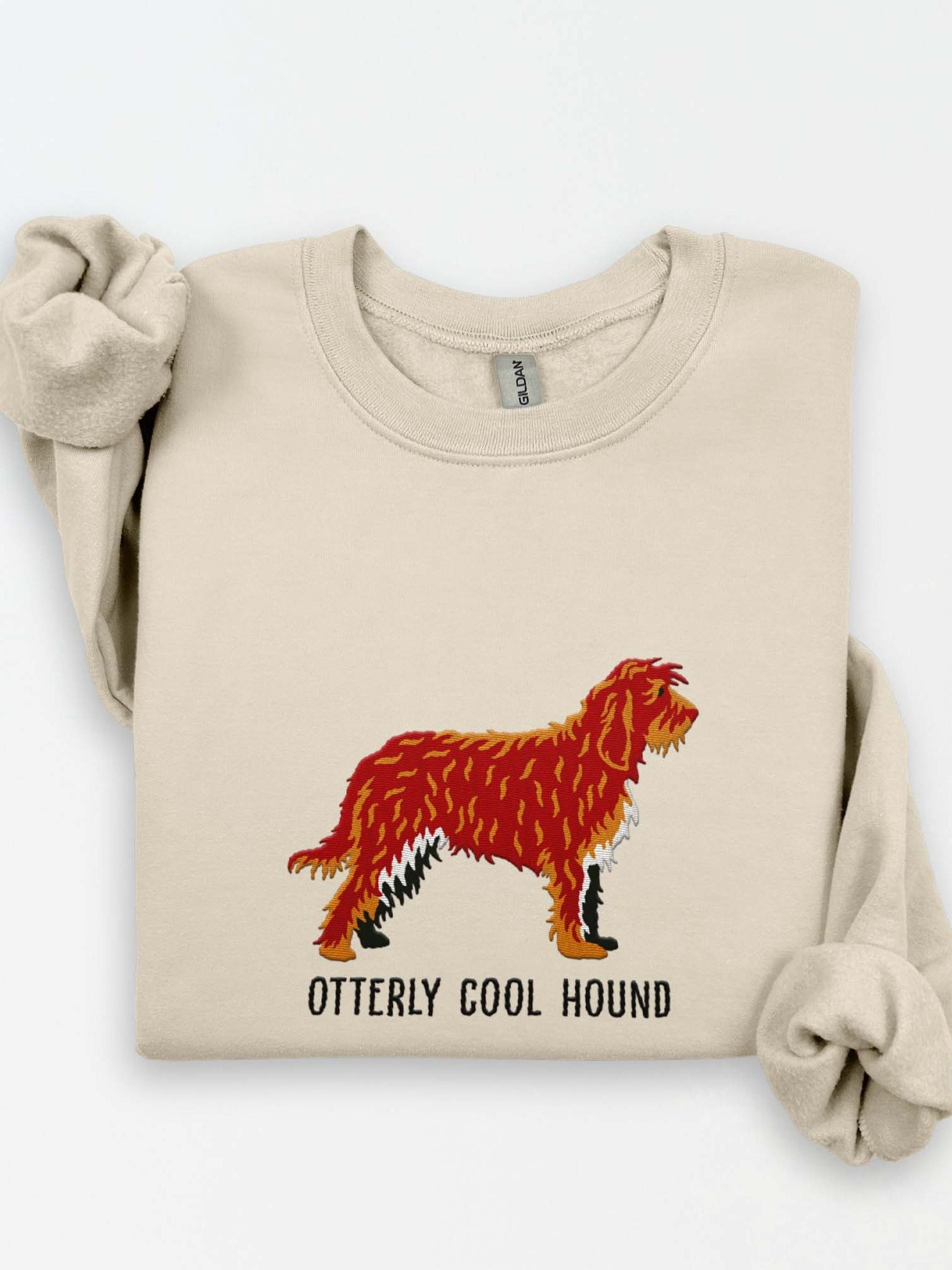 Otterly Cool Hound Sweatshirt (Embroidered) of an Otterhound(Chocolate) product image (1)