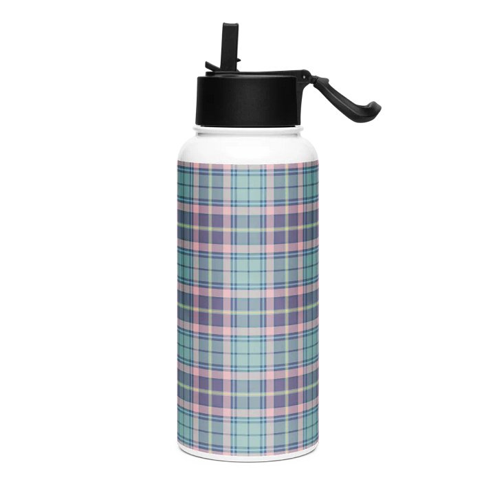 Light Green, Lavender, and Pink Plaid Water Bottle product image (2)