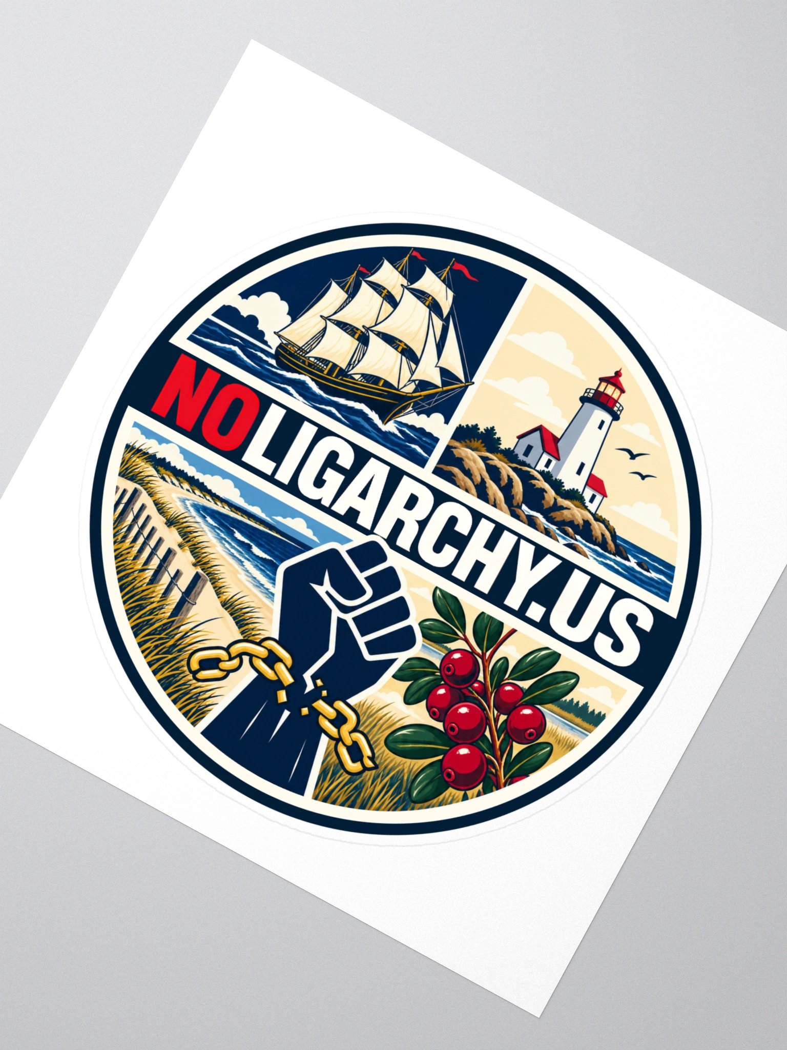 Massachusetts NOLIGARCHY.US sticker product image (2)