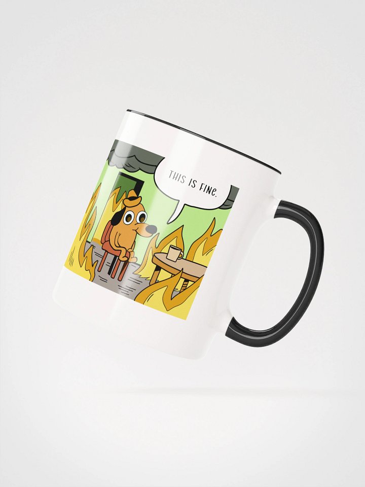 "This is fine" Ceramic Mug with color inside product image (2)