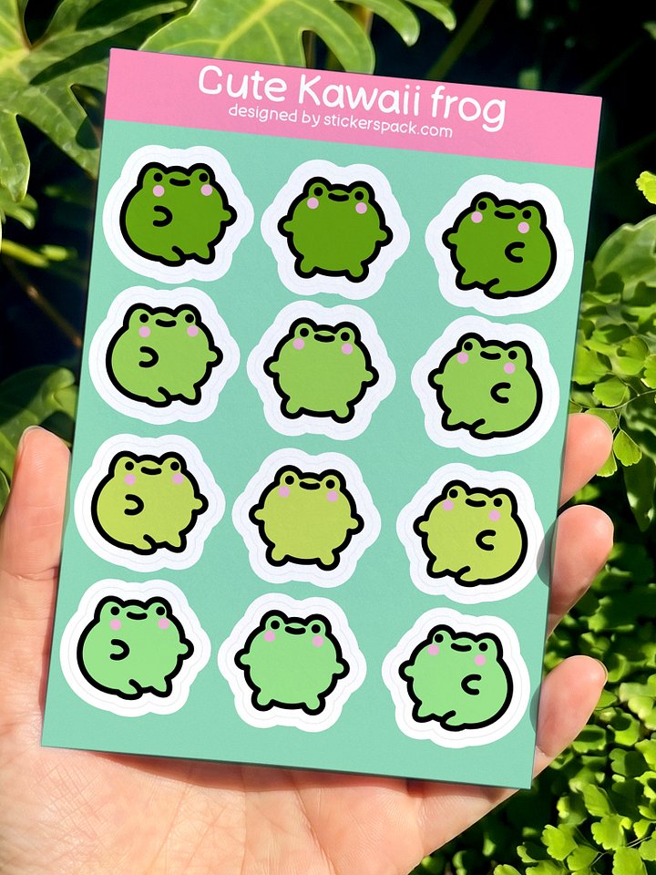 Sticker Pack Cute Frog | Aesthetic Frog Sticker Pack | Kawaii Frog Kiss-Cut Stickers product image (1)