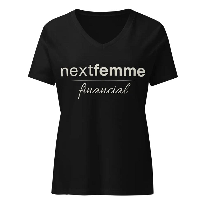 Relaxed V-Neck Tee with Light Beige Logotype product image (1)