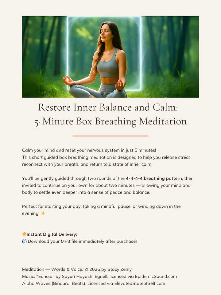 Restore Inner Balance and Calm: 5-Minute Box Breathing Meditation product image (2)
