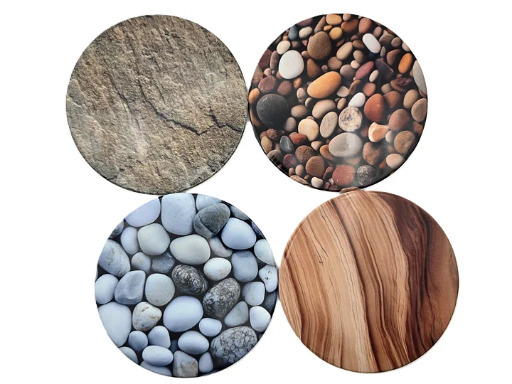 Set of 4 Sandstone and Pebble round ceramic coasters product image (1)