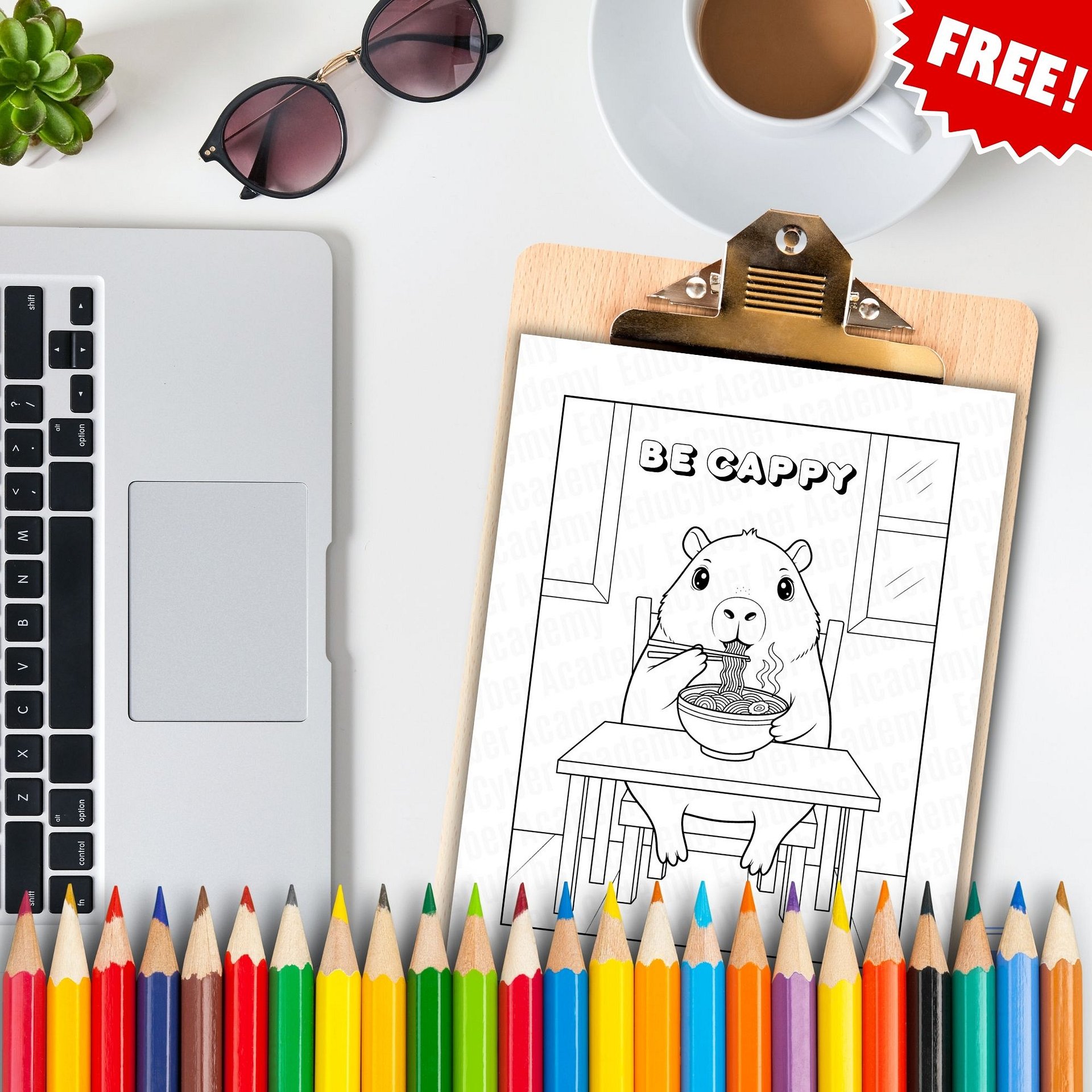 Free Cute Capybara Coloring Page, Instant Download Printable PDF (A4 & US Letter) product image (1)