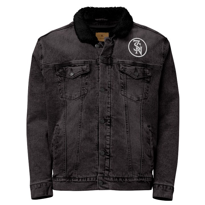 Seven Shades of Nothing White Logo (Embroidered) on Sherpa-Lined Denim Jacket product image (1)
