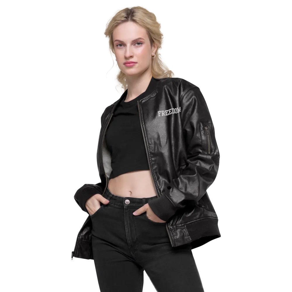 Freedom Faux Leather Bomber Jacket product image (1)