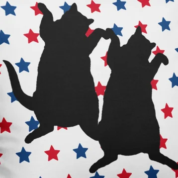 Dancing DeMeowcracy Kitties Reversible Pillow Cover - Red, White and Blue Stars product image (11)