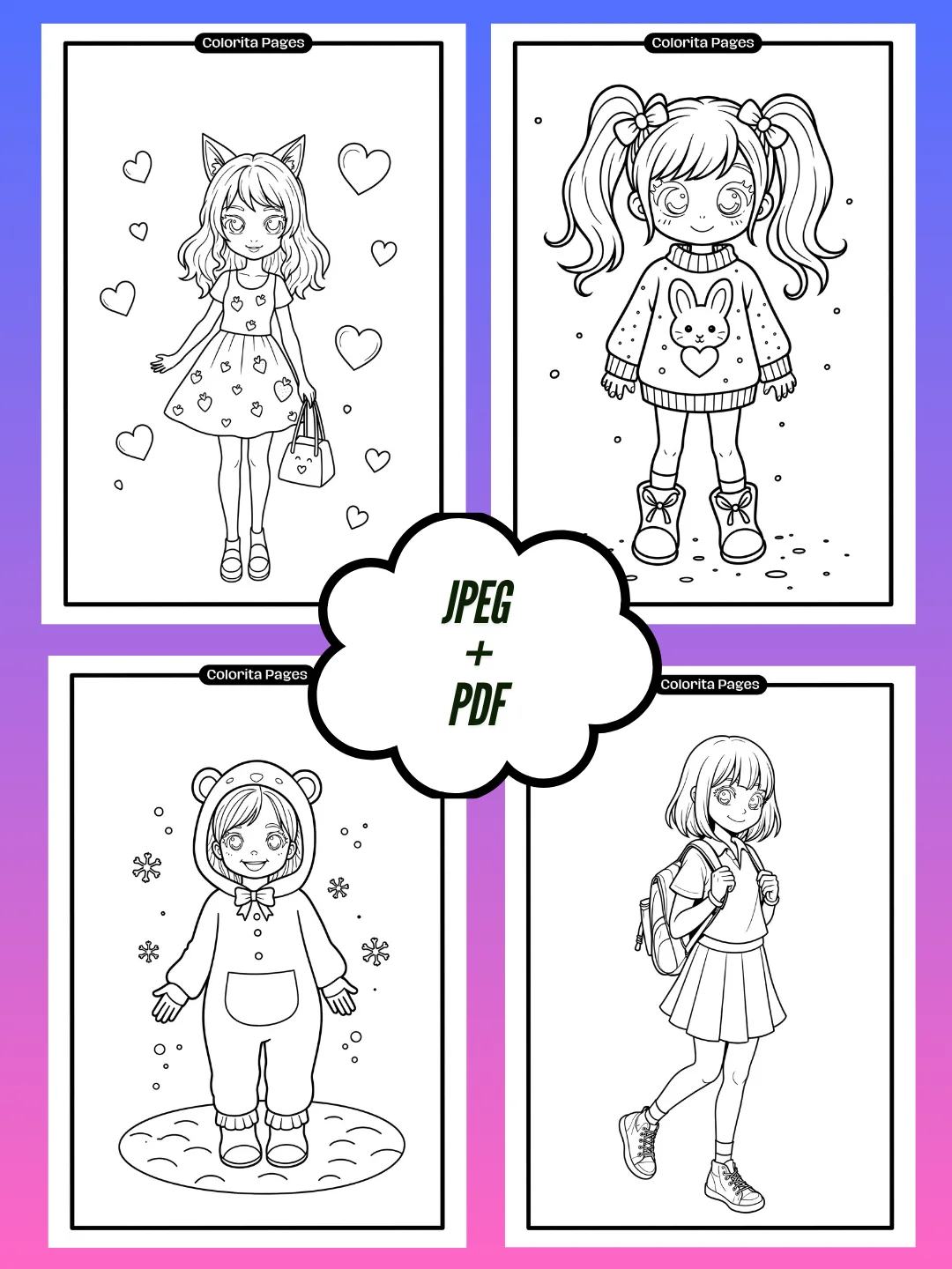 Cute Girls - Coloring Pages product image (2)