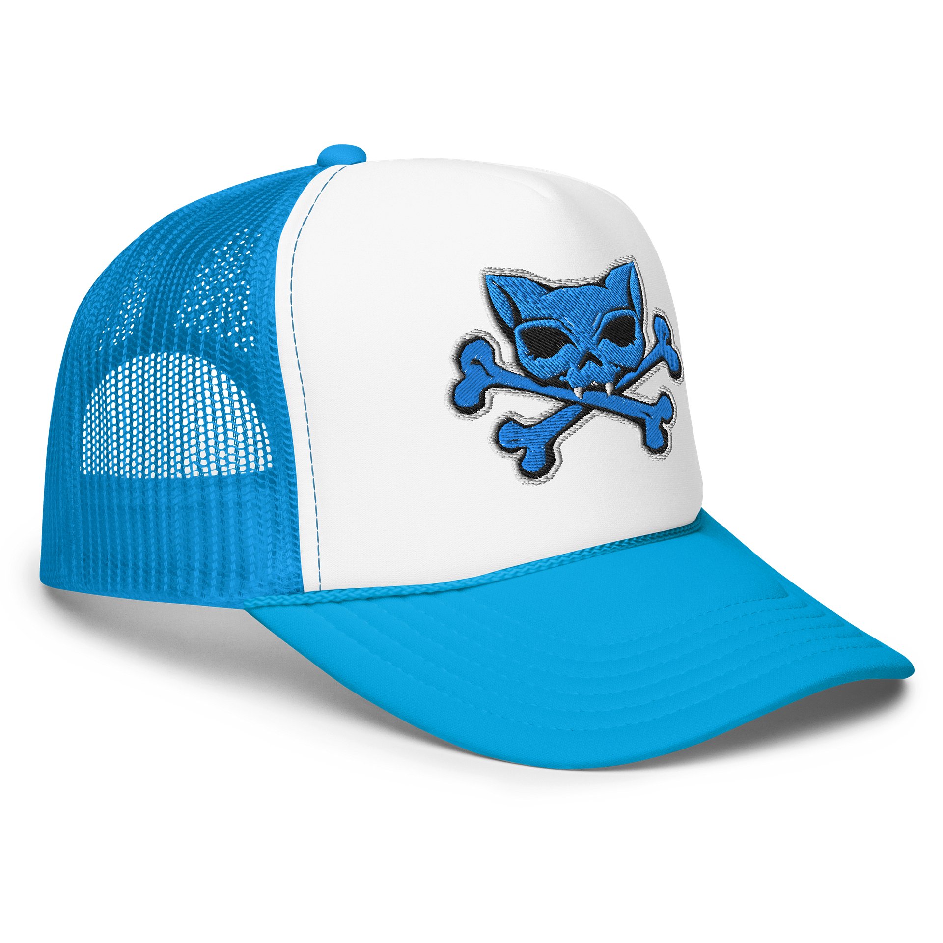 Blue Kat Skull Embroidered Hat product image (15)