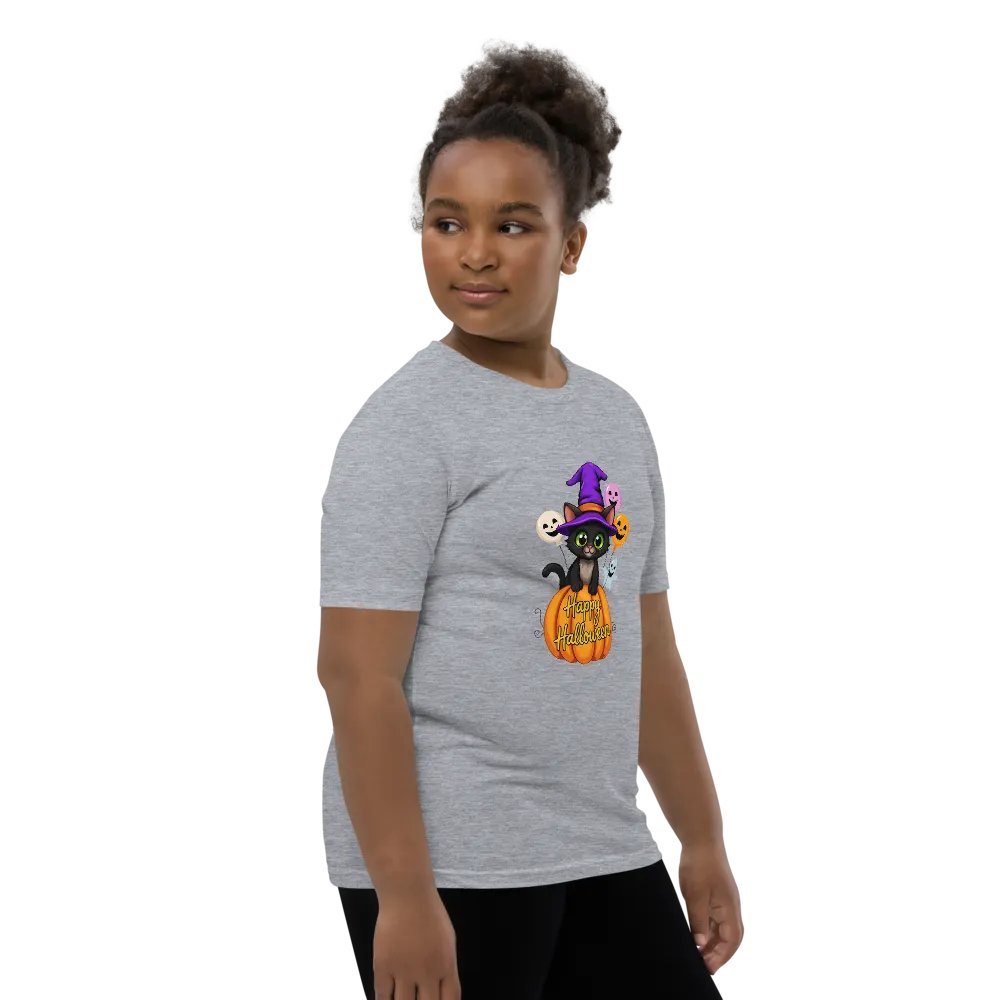 Witchy Sitting Pumpkin Cat Youth T-shirt product image (12)