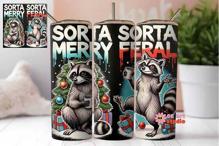 Sorta Merry Sorta Feral Tumbler Wrap PNG product image (1)