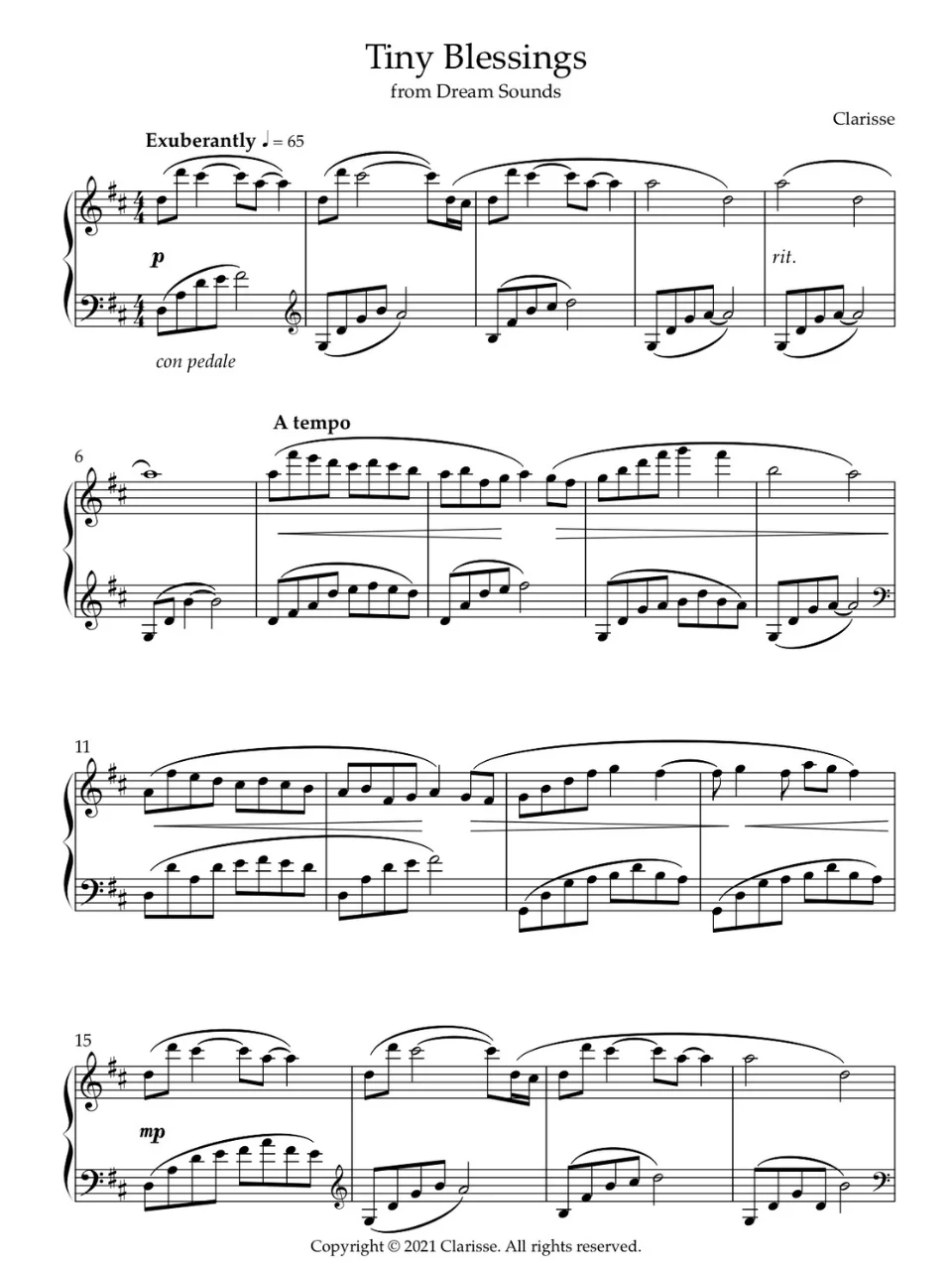 Tiny Blessings - Sheet Music product image (1)