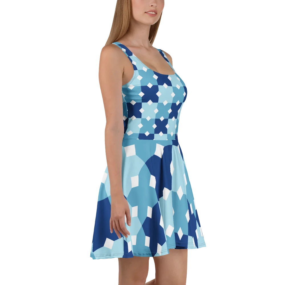 Symmetric Blue Cross Skater Dress product image (3)