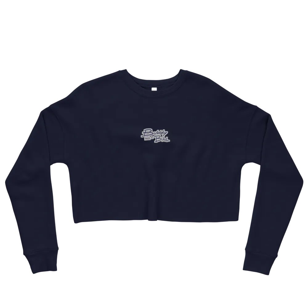 Bubbly and a B*tch (navy & white thread) embroidered fleece crop crew product image (3)