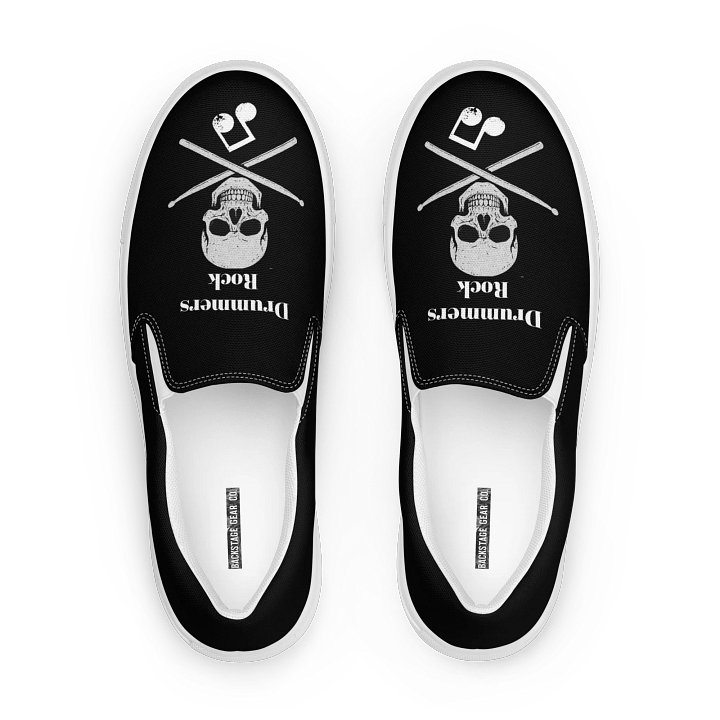 Skull Drummers Rock Canvas Shoes Men's Slip-On Shoes product image (1)