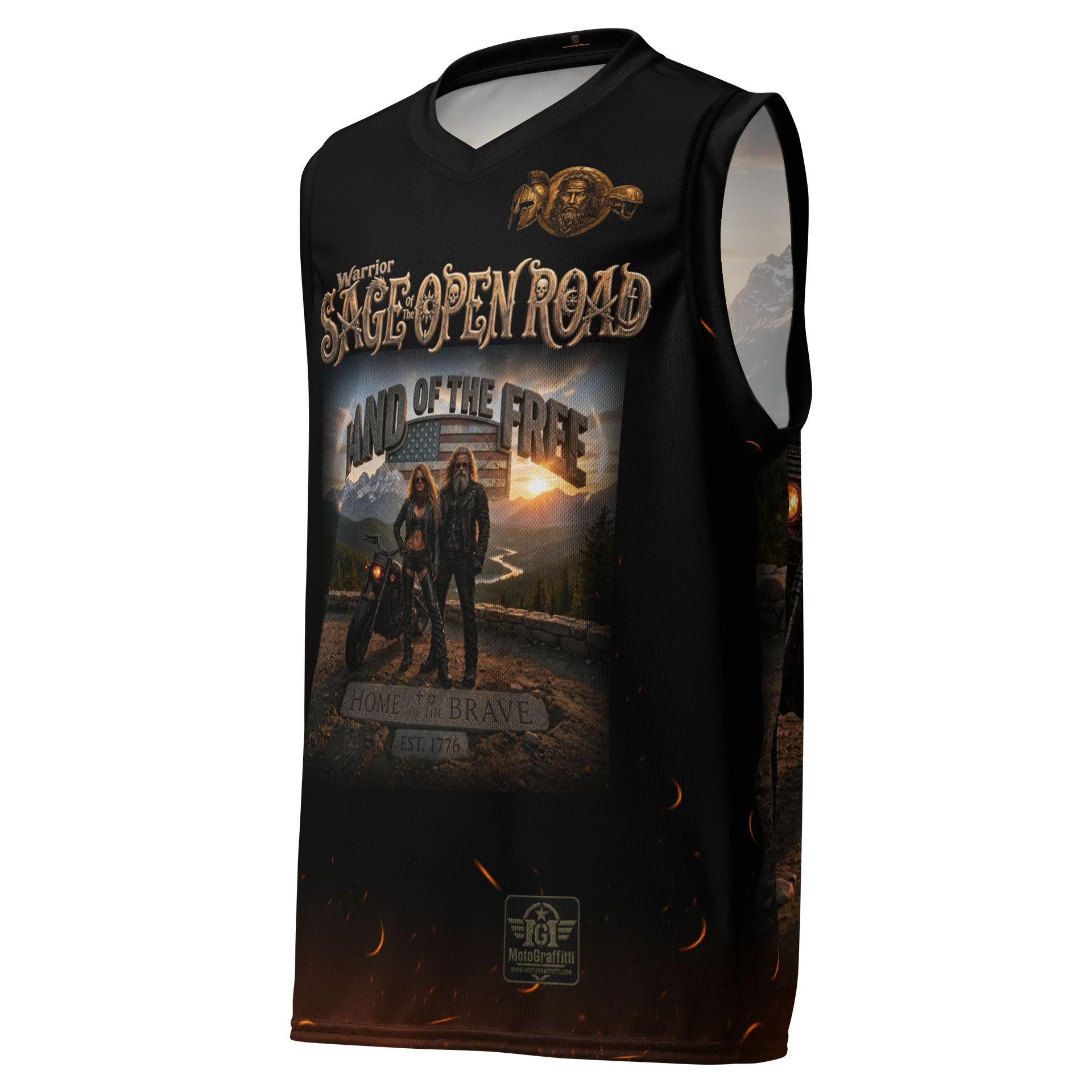 MötoGraffitti "Land of the Free" Sleeveless Moisture Wicking Riding Tee product image (1)