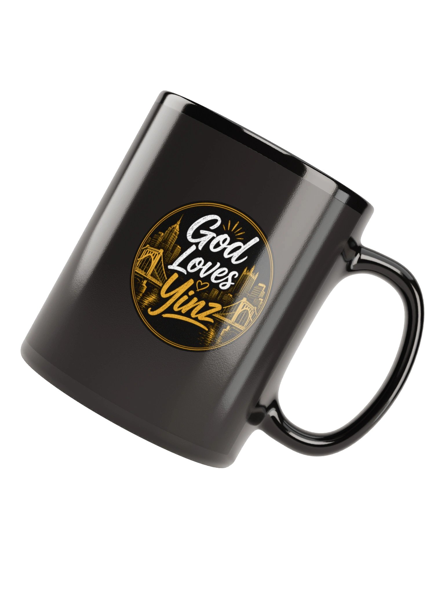 God Loves Yinz Black Mug product image (6)