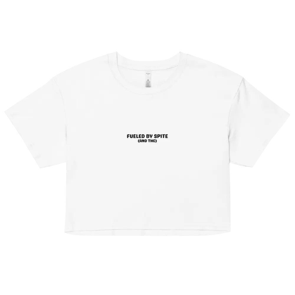 FUELED BY SPITE (black thread) embroidered cotton crop top product image (37)