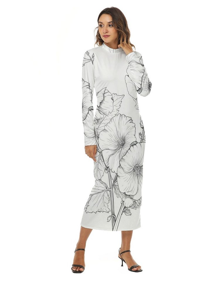Elegant Monochrome Floral Print Maxi Dress product image (2)