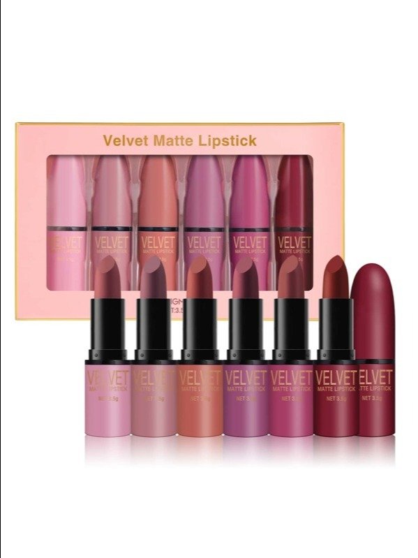 LANGMANNI 6 Colors Velvet Matte Lipstick Set | Waterproof Long-Wearing Lip Colour | ADLEST product image (2)