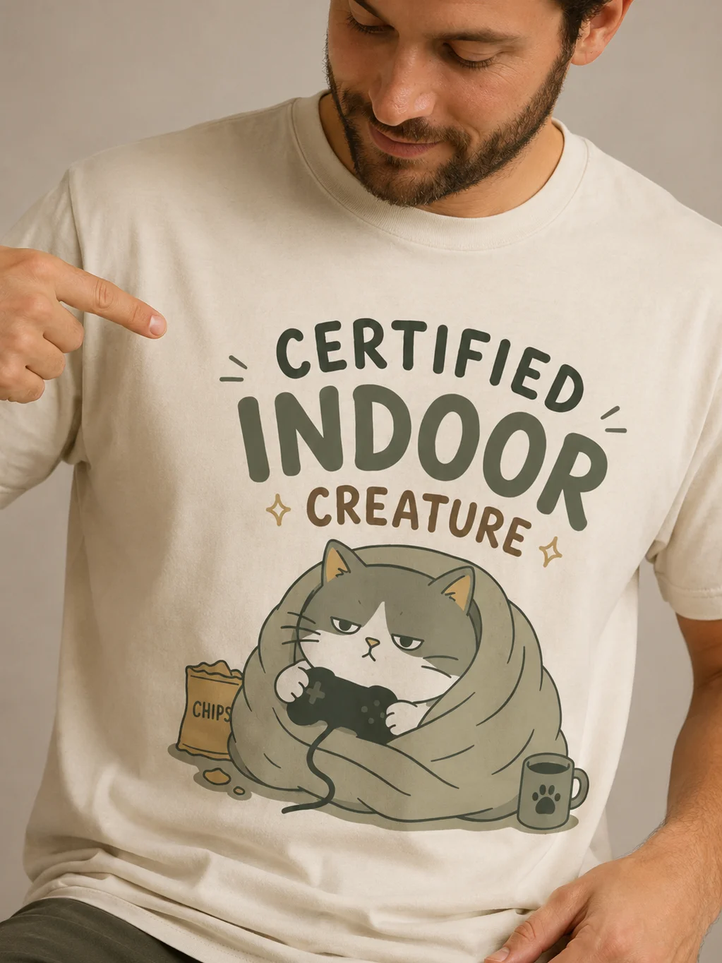 Certified Indoor Creature Cat T-Shirt – Funny Cozy Cat Lover Tee product image (2)