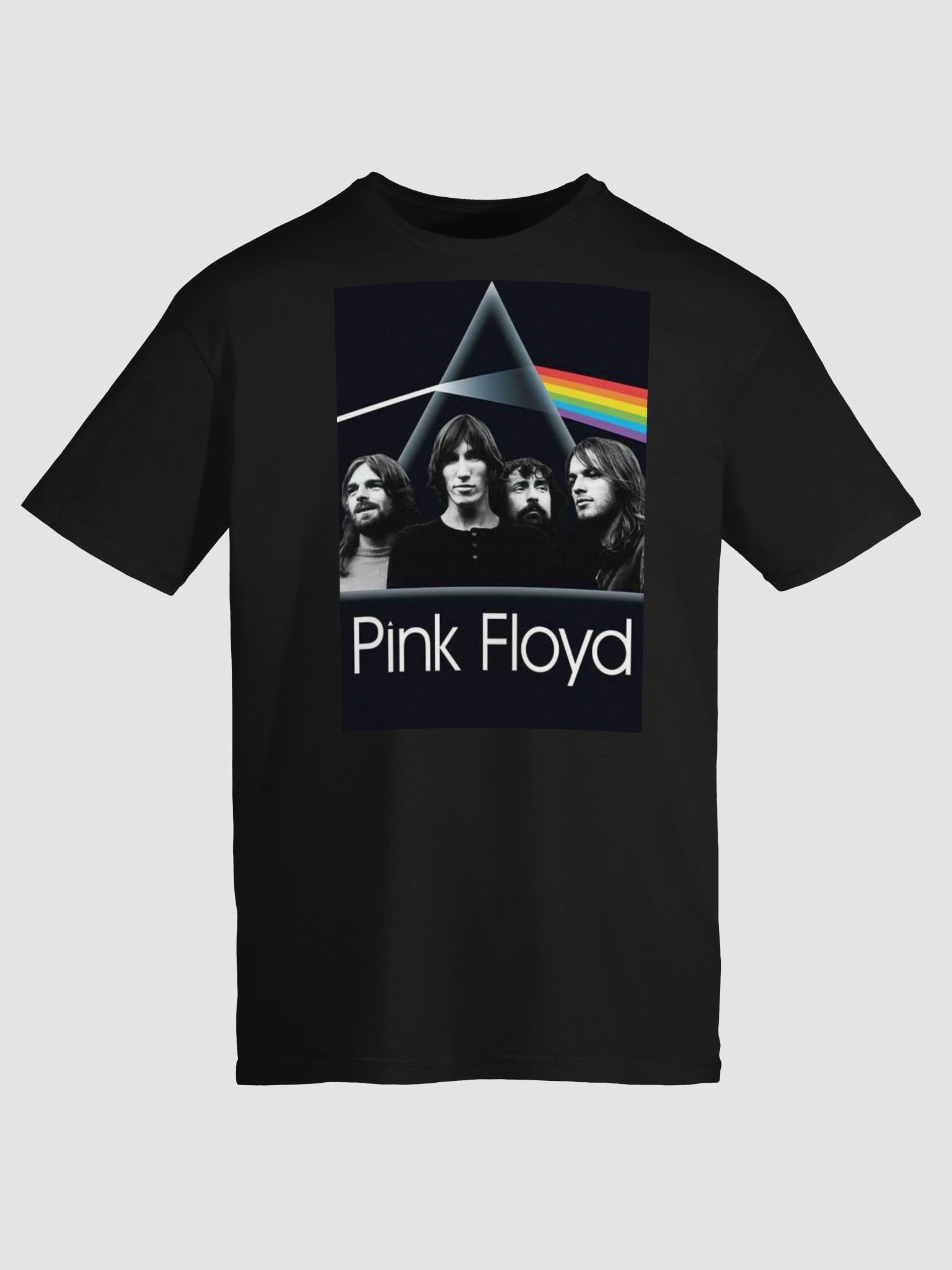 Pink Floyd Dark Side Prism T-Shirt | Iconic Band Portrait Rainbow Rock Tee product image (9)
