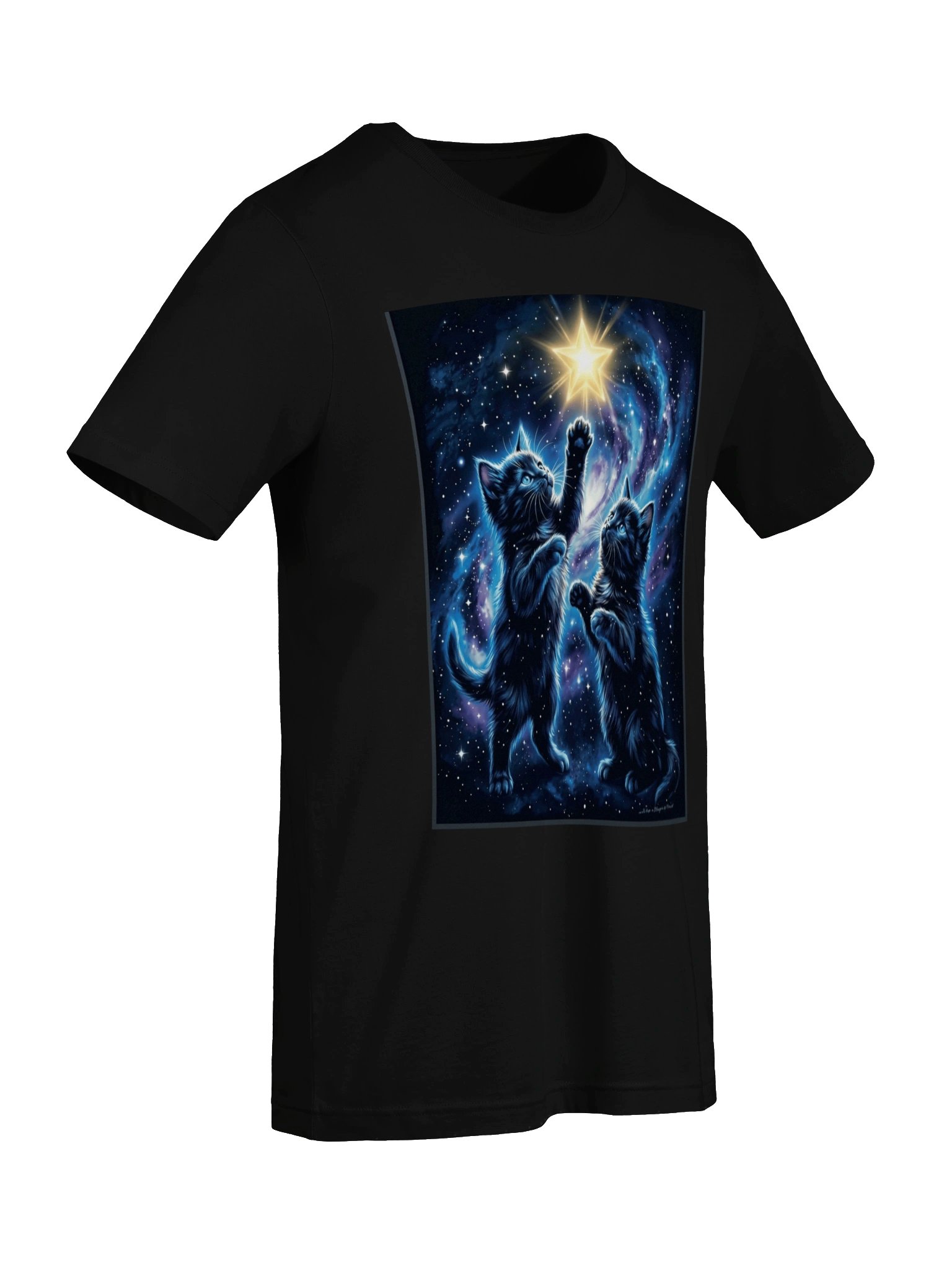 Cosmic Galaxy Cats T-Shirt - Celestial Kittens Reaching For The Stars product image (27)