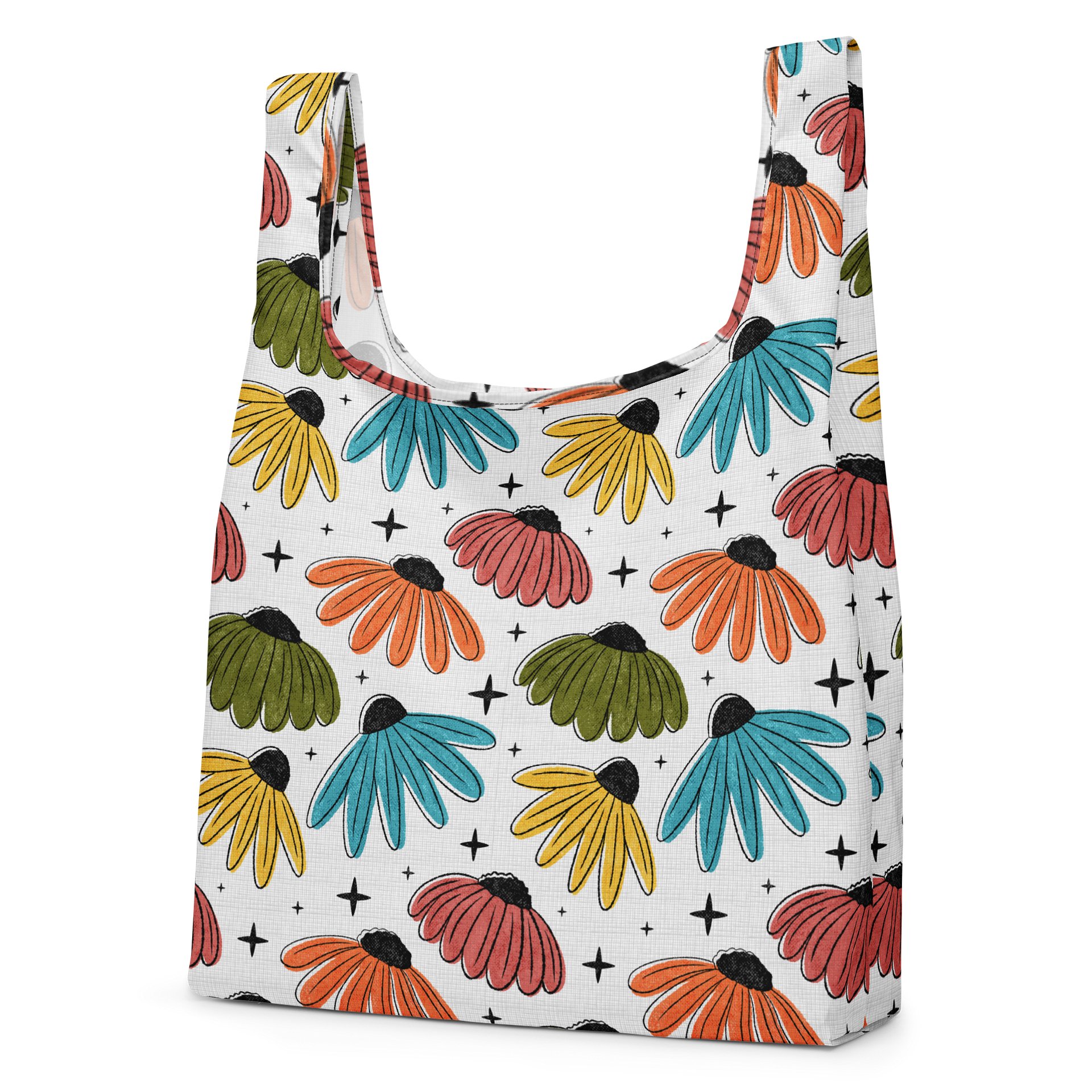 Retro Halftone Coneflowers Shopping Bag product image (2)