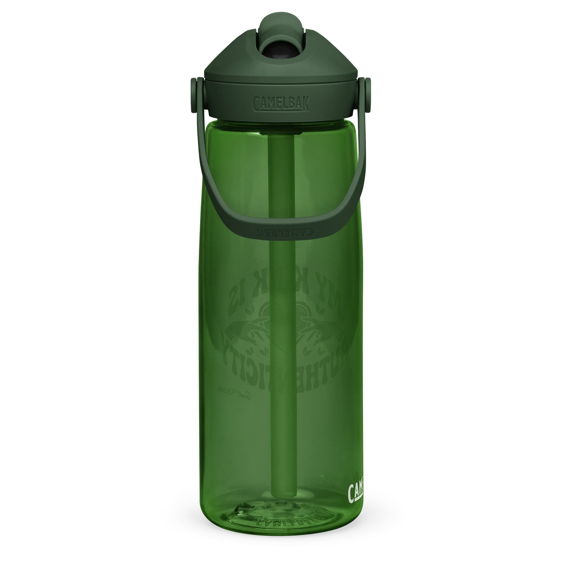 “My Kink Is Authenticity” Green Flip Straw Water Bottle product image (4)