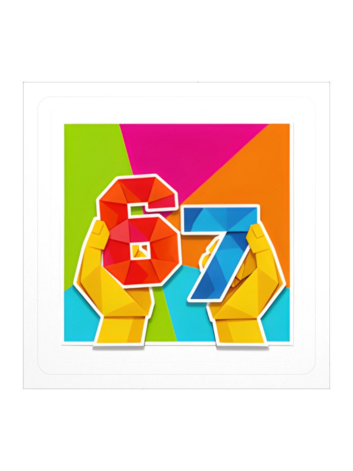 6 7 Meme Sticker Origami Style 3in x 3in Durable Vinyl Kiss Cut Sticker for Indoor Use Fast Bubble-Free Application product image (1)