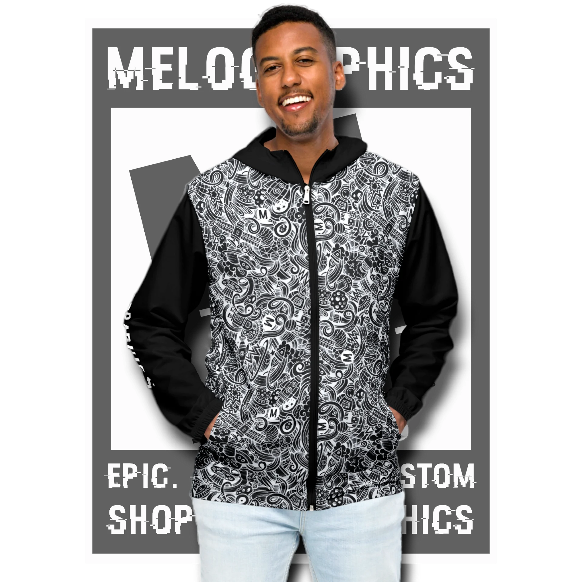 Dark Space Scribble - Ultimate Windbreaker Jacket | #MadeByMELO product image (12)
