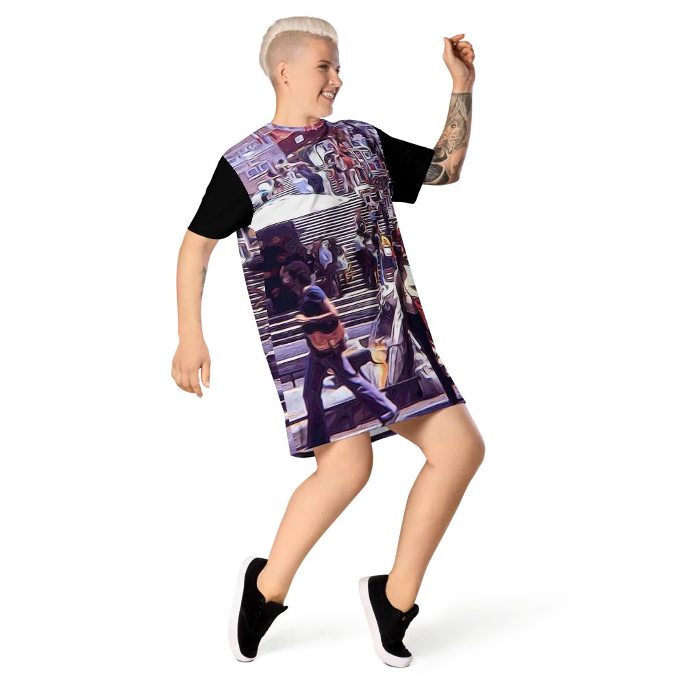 Art Market Spanish Steps Rome 1970s Tshirt Dress product image (5)
