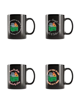 Dumpster Fire Glossy Black Mug Bundle