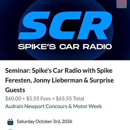 Hey we’re coming to Newport Rhode Island for the Audrain Concours and we’re doing a live show. We may even giveaway a Sheffie...