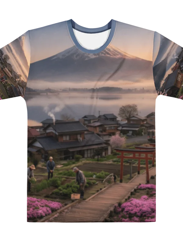 Mount Fuji Village Pink Moss Men’s Crew Neck T-Shirt product image (1)