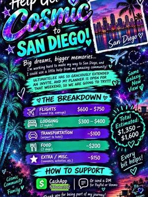 If this actually happens, I might pass out from happiness. I plan to try my hardest to be there to show up, but every little bit helps!!! If I’m unable to reach the goal, I will still show up via video in the best way I can!!!! #sandiegoca #getcosmictosandiego #crowdfund #swifttok 