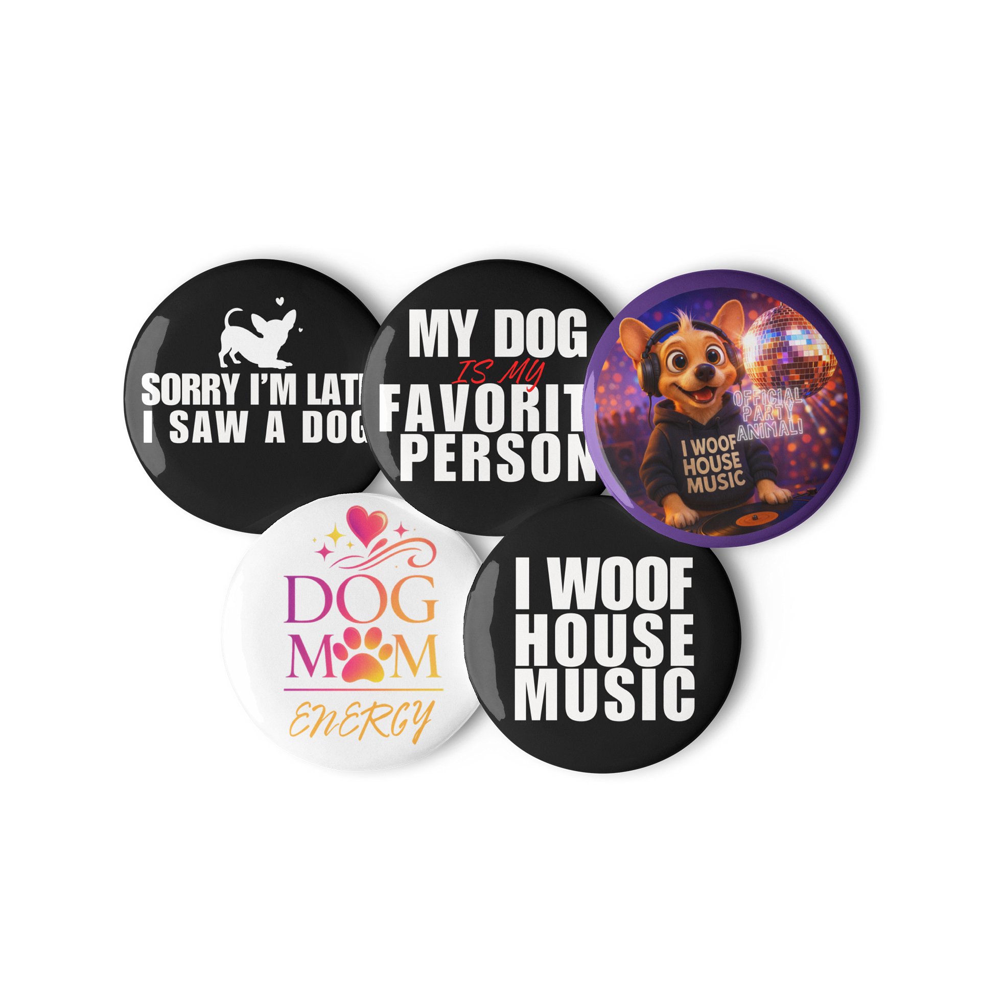 I Woof House Music Pin Button Set product image (3)