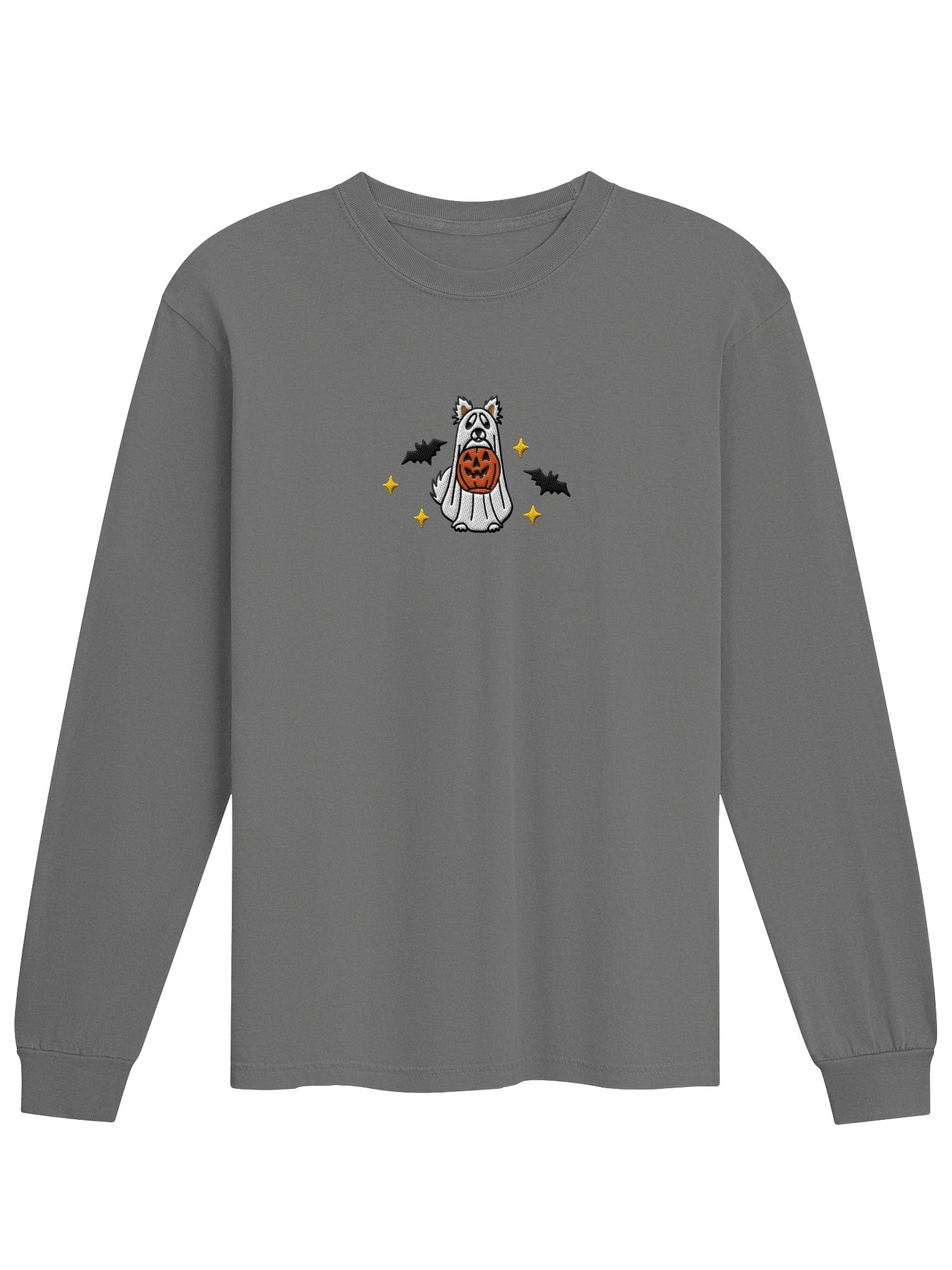 Halloween Pomeranian(White) Embroidered Long-Sleeve T-Shirt product image (9)