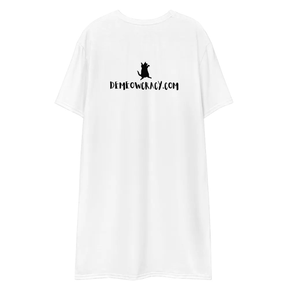 Dancing Demeowcracy Feline Black and White T-Shirt Dress product image (8)