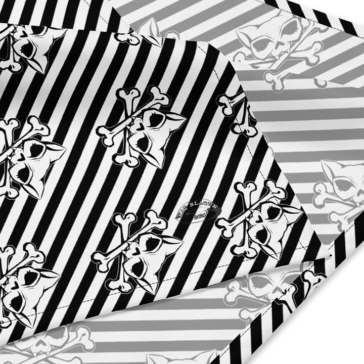 Blaque and White Stripped Kat Skull Bandana product image (2)