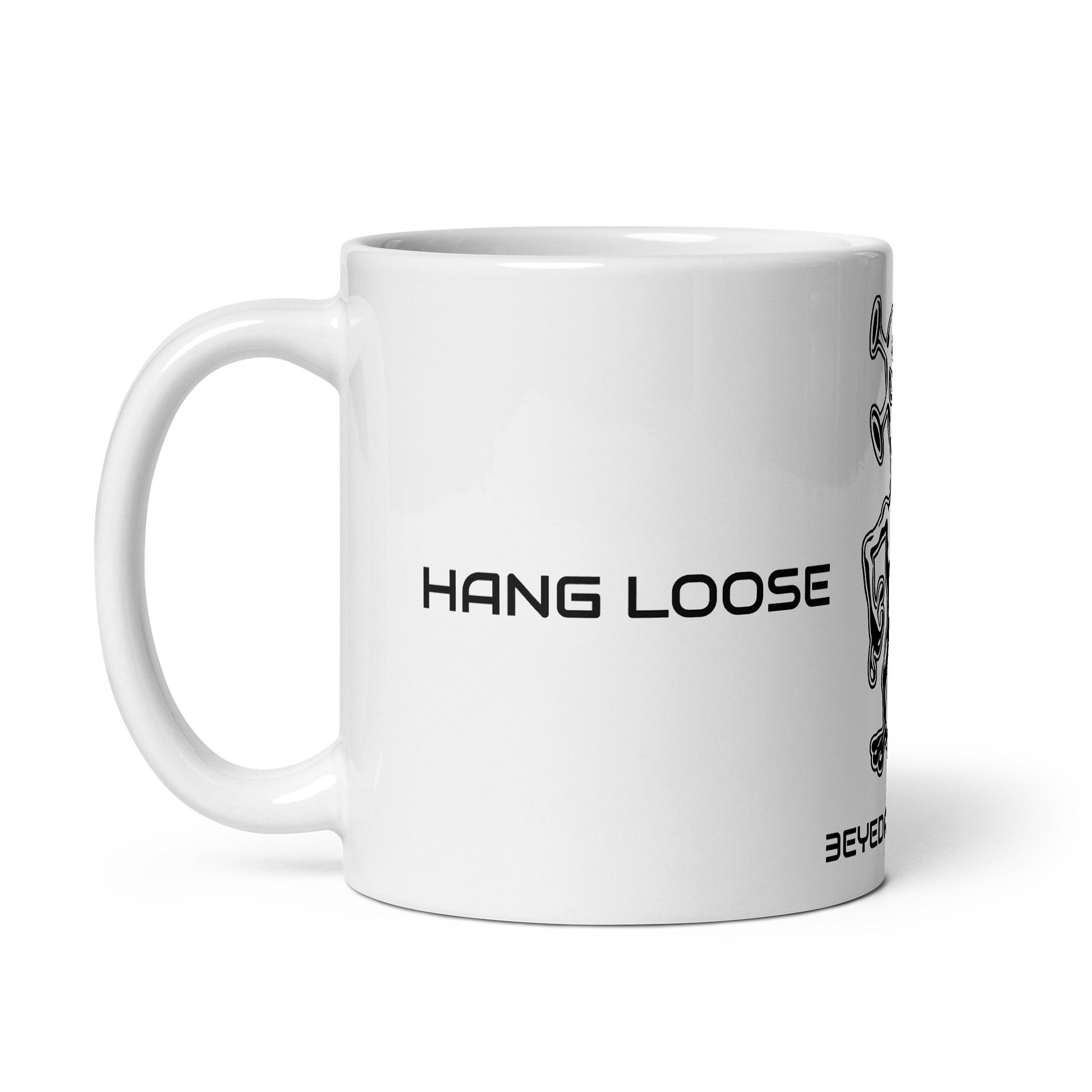 Hang Loose Work Smart Mug | 3 Eyed Alien Coffee Cup product image (3)