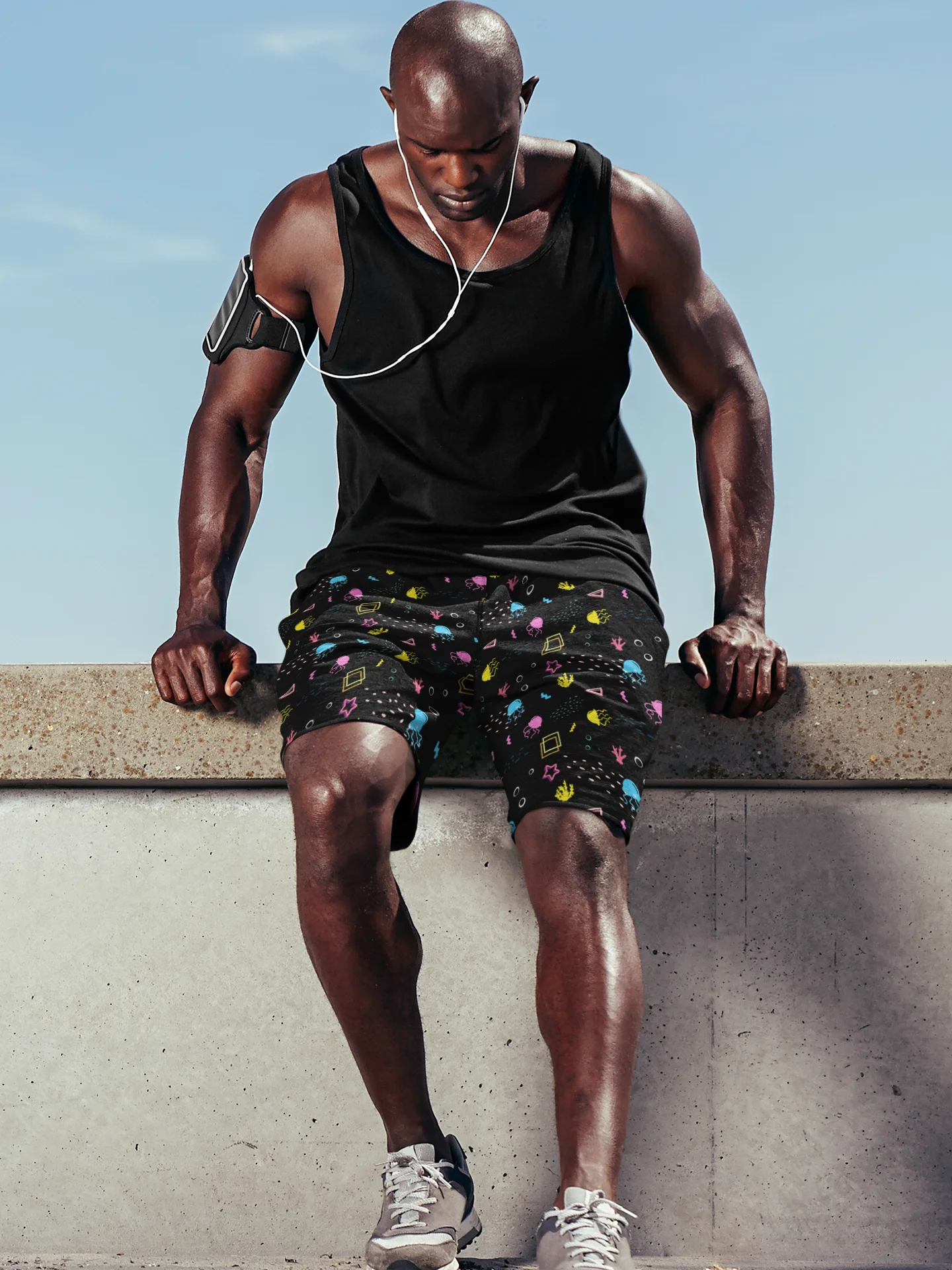 Shifty Seas dark pattern recycled athletic shorts product image (1)