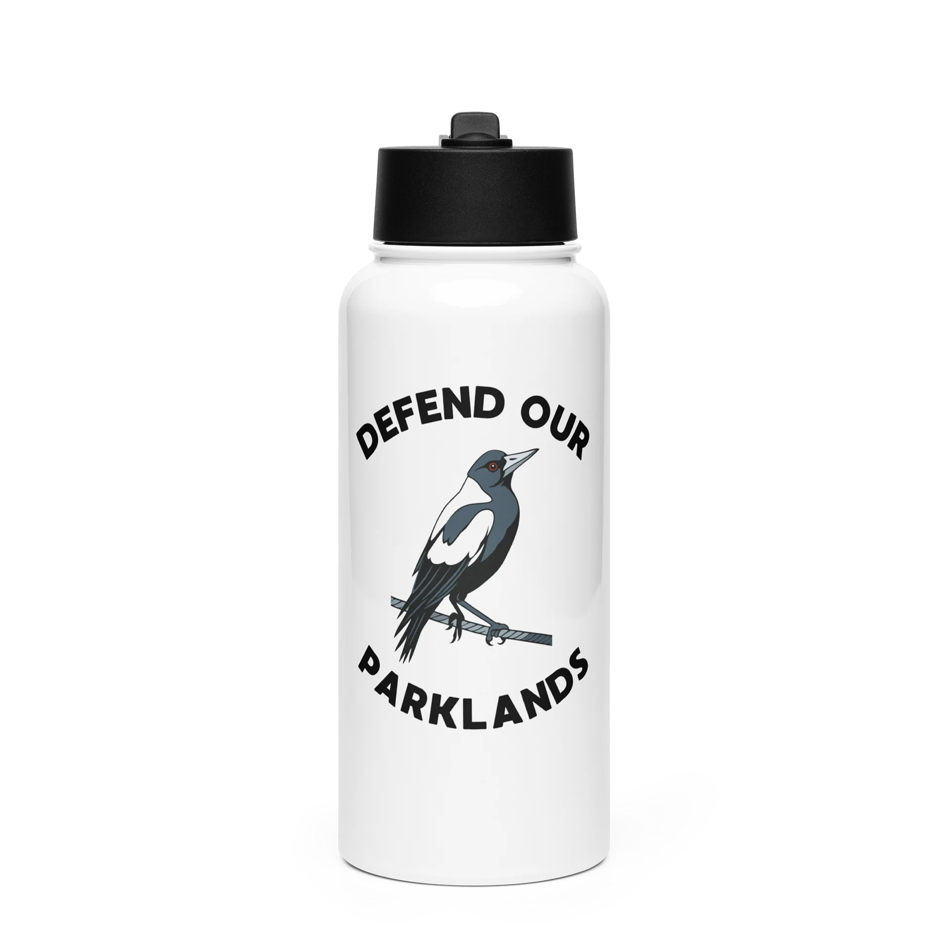 DEFEND OUR PARKLANDS | Magpie | Stainless Steel 1L Water Bottle product image (1)