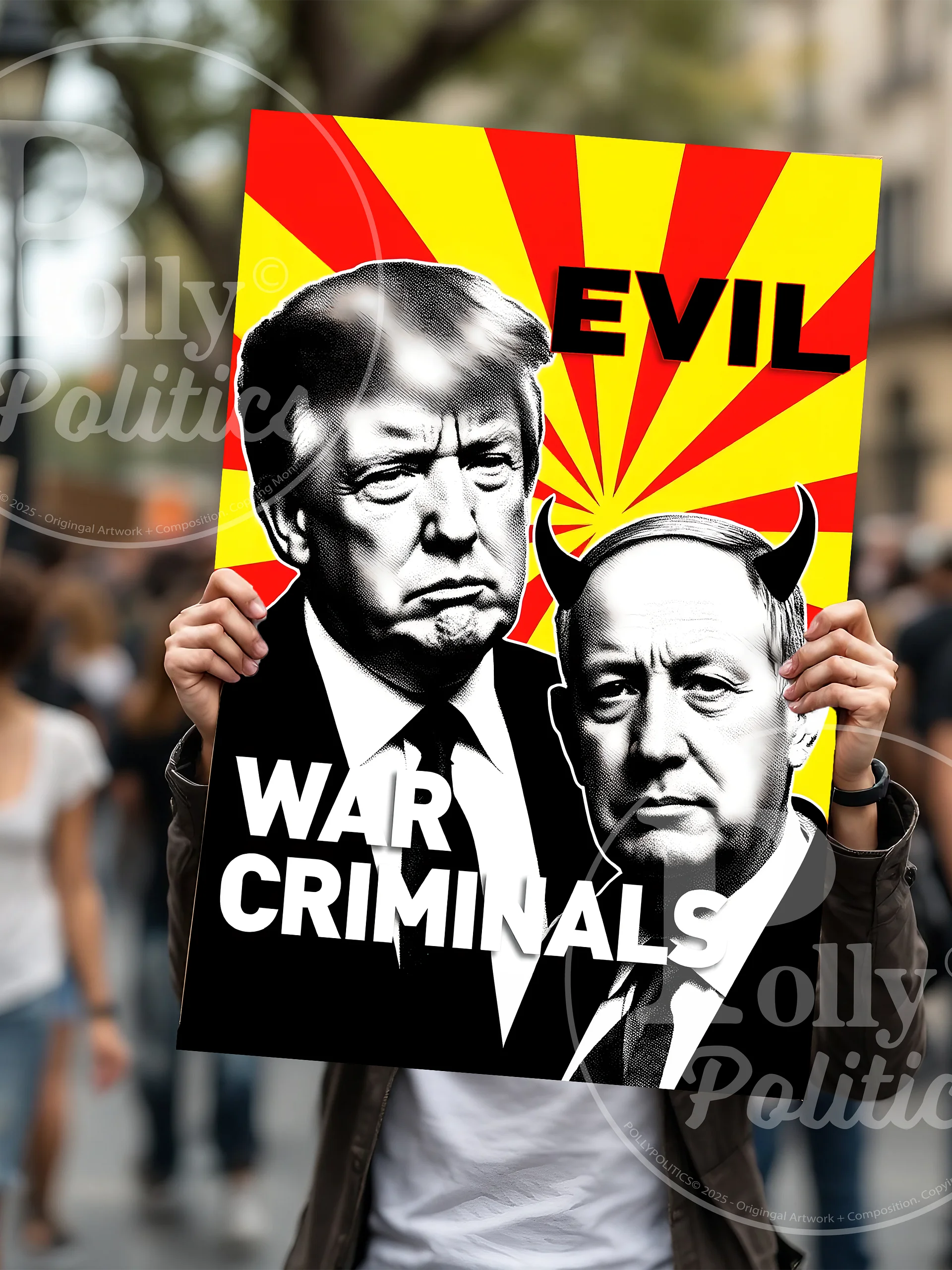 Nethanyahu Trump War Protest Sign product image (3)