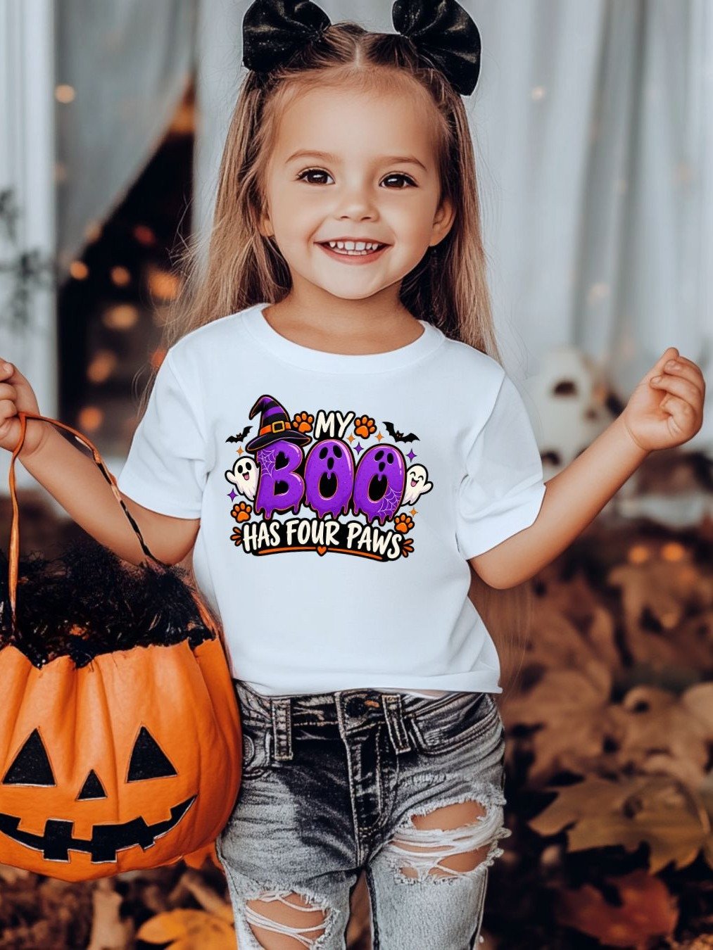 My Boo Has Paws Kids Halloween T-Shirt – Cute Dog Lover Spooky Tee product image (1)