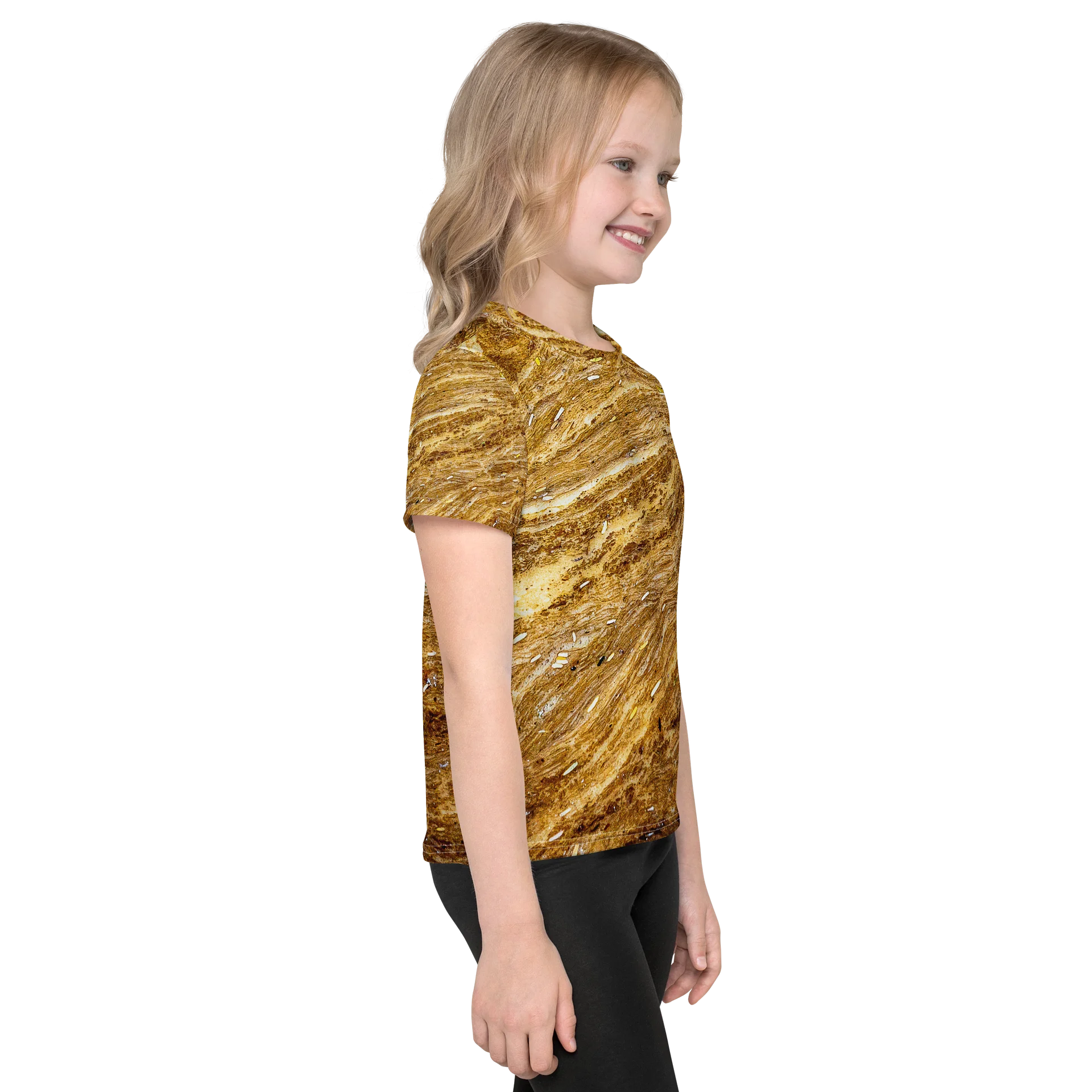 Golden Strata All-Over Print Kids Crew Neck T-Shirt product image (4)