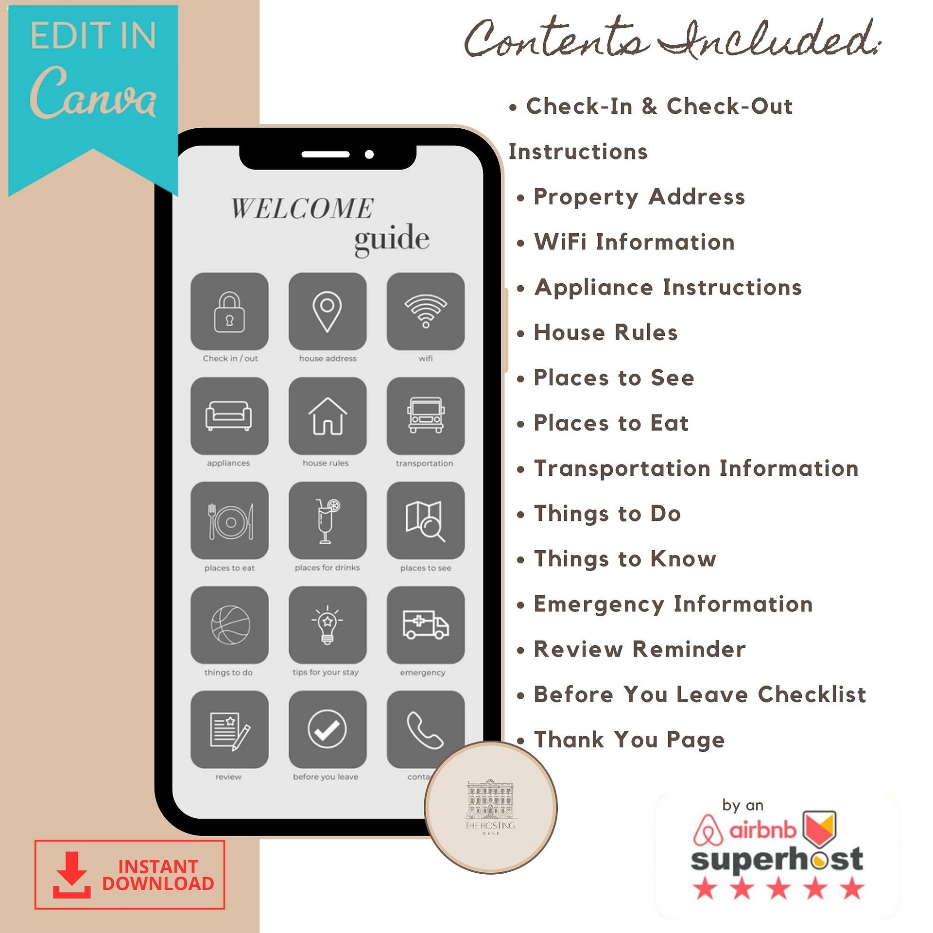 Digital Airbnb Welcome Book Template product image (8)