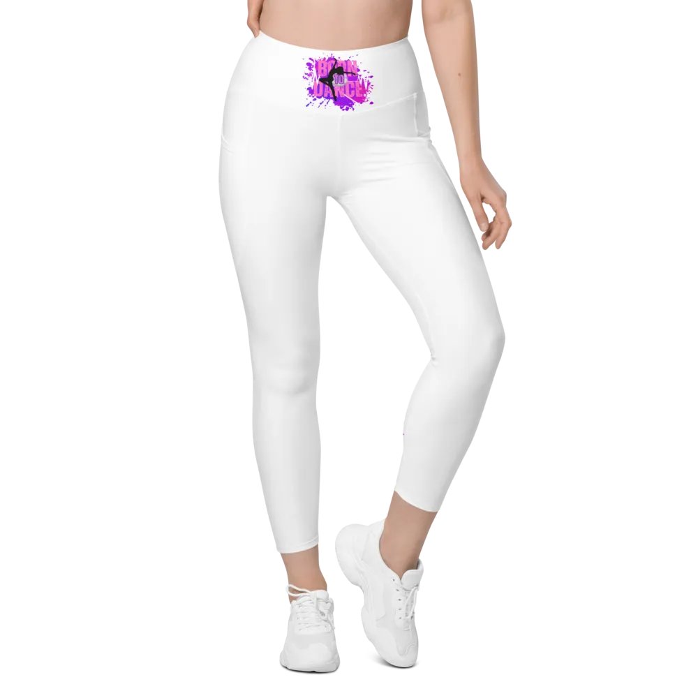 Born to Dance Her Silhouette White with prints Leggings product image (1)